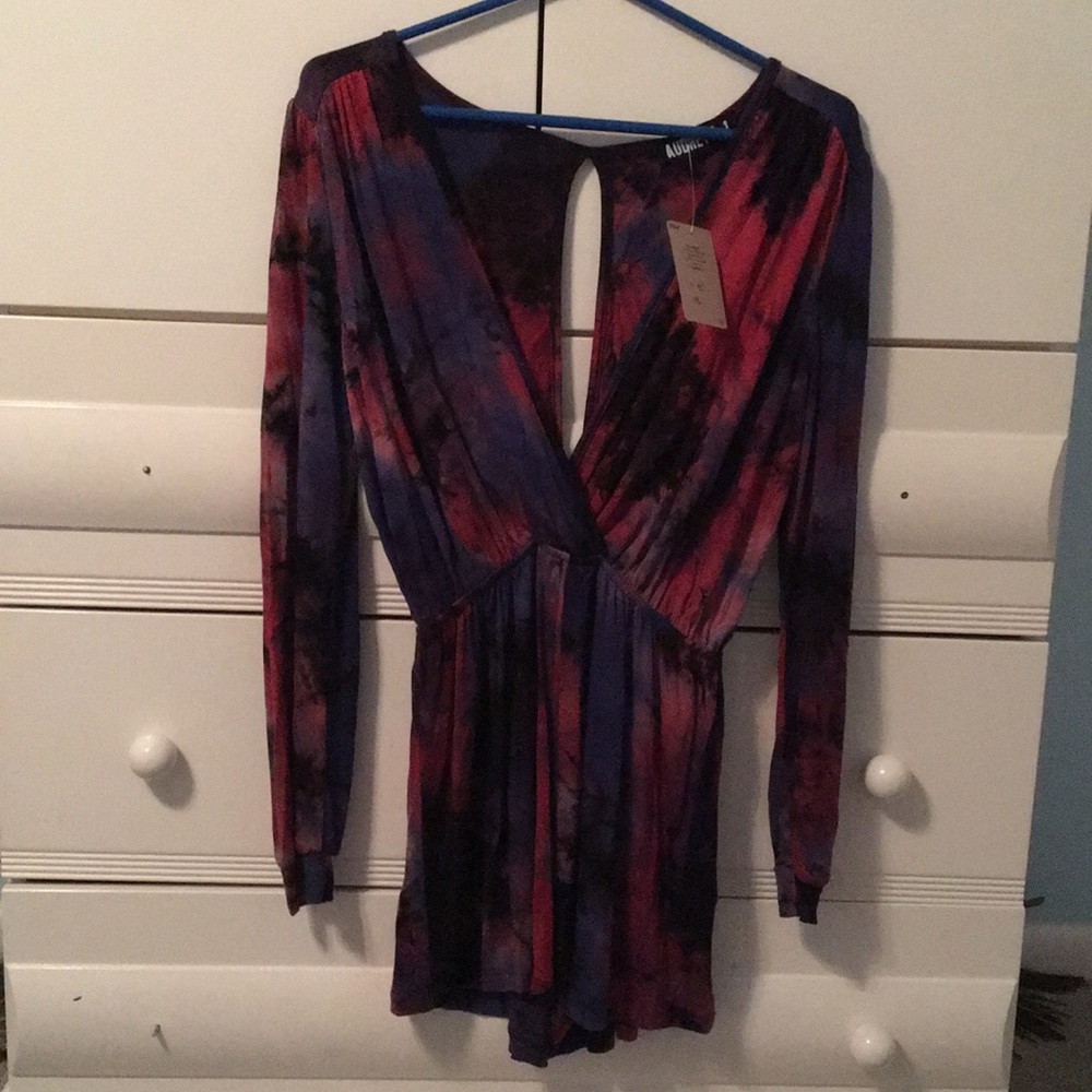 New Audrey 3+1 tie dye romper with back cutout